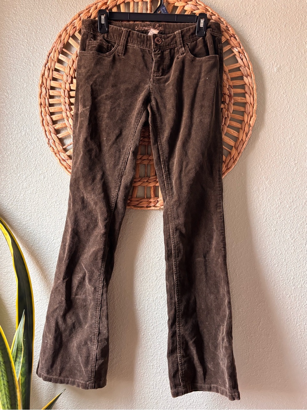 American Eagle Outfitters Olive Brown Corduroy Waistband Pants